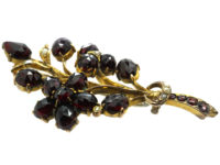 Edwardian 9ct Gold, Garnet & Natural Split Pearls Flower Spray Brooch