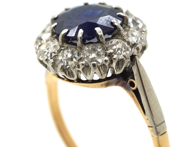 18ct Gold & Platinum, Sapphire & Diamond Cluster Ring