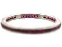 Art Deco Platinum Narrow French Cut Ruby Eternity Ring