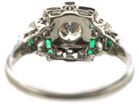 Art Deco 18ct White Gold Emerald & Diamond Ring