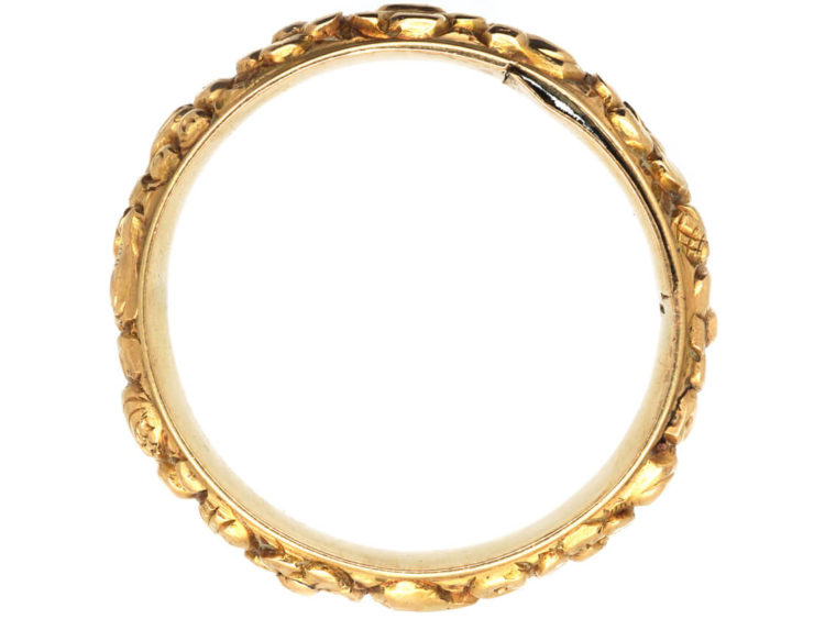Georgian 18ct Gold Repoussé Band Ring with Hidden Locket Compartment