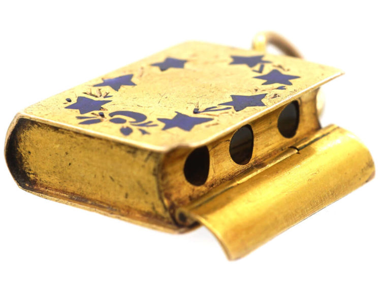 Victorian 18ct Gold & Blue Enamel Stanhope Locket