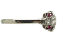 Art Deco Platinum, Ruby & Diamond Geometric Design Ring