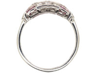 Art Deco Platinum, Ruby & Diamond Geometric Design Ring