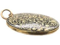 Victorian 18ct Gold & Black Enamel Oval Mourning Locket
