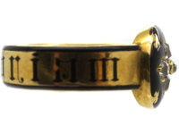 Victorian 18ct Gold, Diamond & Black Enamel Mourning Ring