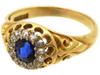Victorian 18ct Gold, Sapphire & Diamond Cluster Ring