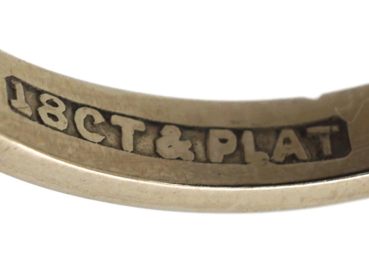 Art Deco 18ct Gold & Platinum, Diamond Solitaire Ring with Diamond Set Shoulders