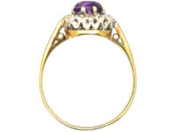 18ct Gold, Amethyst & Diamond Cluster Ring