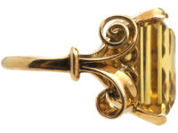 Retro 18ct Gold & Large Rectangular Citrine Ring