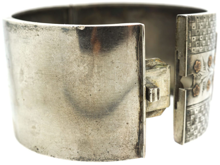 Victorian Silver & Two Colour Gold Overlay Bangle