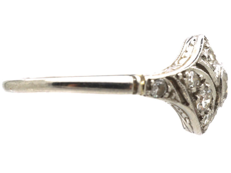 Art Deco Platinum & Diamond Twist Ring