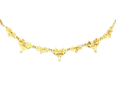 Belgian 18ct Gold Art Nouveau Necklace with Ivy Leaf Motif