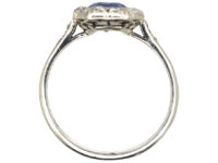 Art Deco Ceylon Sapphire & Diamond Platinum Octagonal Shaped Ring