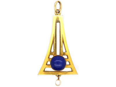 Art Deco 14ct Gold, Lapis Lazuli & Pearl Pendant Art Deco 14ct Gold, Lapis Lazuli & Pearl Pendant