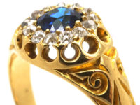 Victorian 18ct Gold, Sapphire & Diamond Cluster Ring