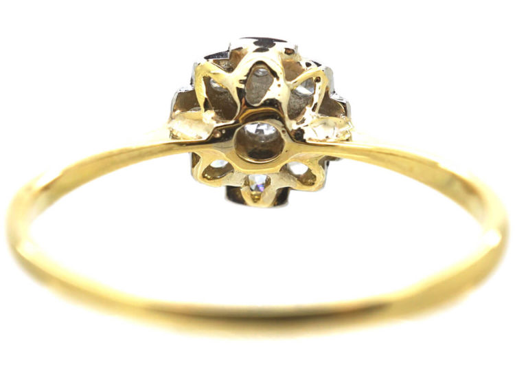 Art Deco 18ct Gold & Platinum, Diamond Criss Cross Design Cluster Ring
