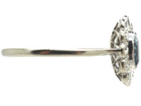 Edwardian Platinum, Sapphire & Diamond Oval Cluster Ring