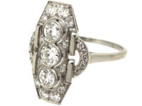 Art Deco Platinum & Diamond Geometric Ring