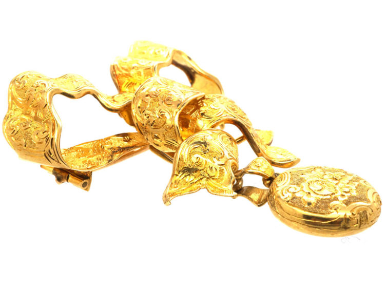 Victorian 15ct Gold Bow Brooch with Locket