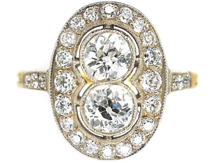 Art Deco 18ct Gold & Platinum Oval Diamond Ring