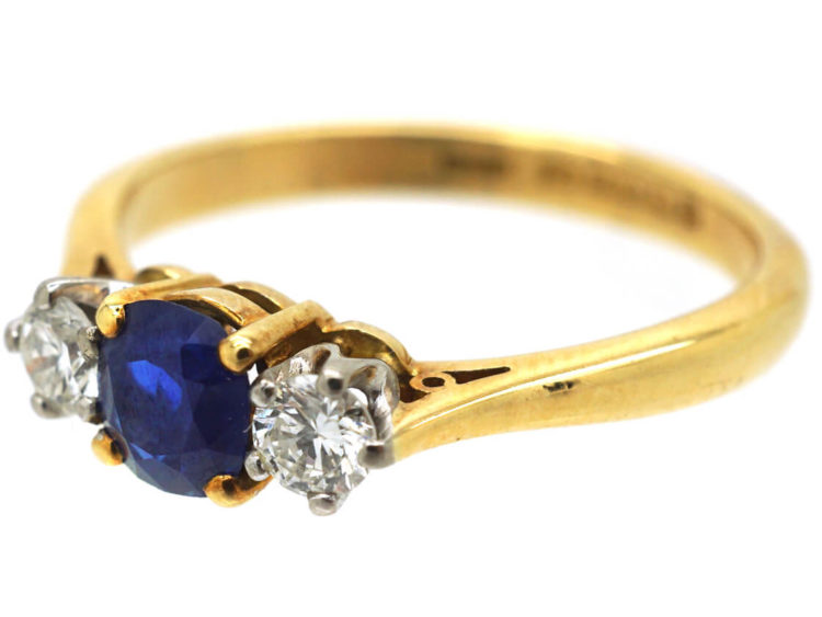 18ct Gold, Sapphire & Diamond Three Stone Ring