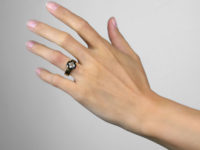Victorian 18ct Gold, Diamond & Black Enamel Mourning Ring