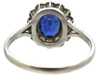 Edwardian Platinum, Sapphire & Diamond Oval Cluster Ring