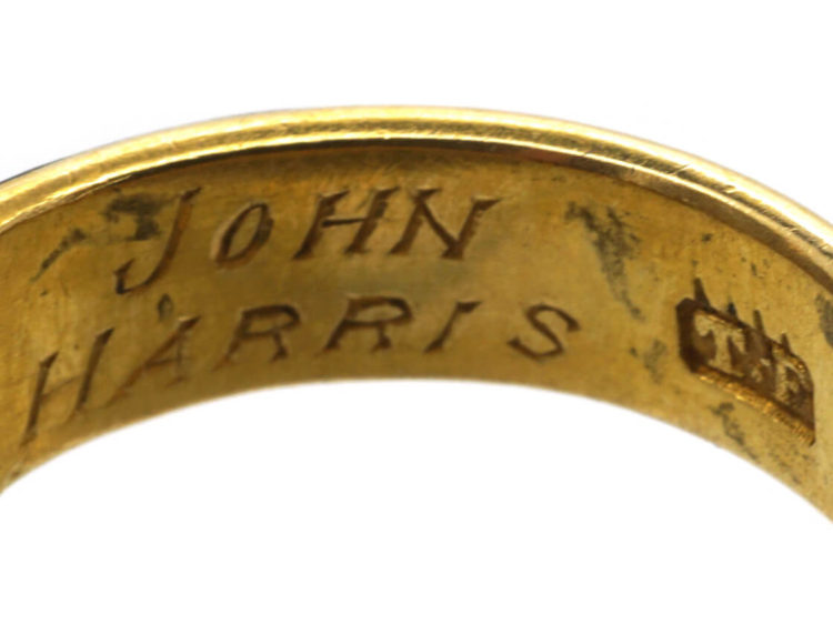 Victorian 18ct Gold, Diamond & Black Enamel Mourning Ring