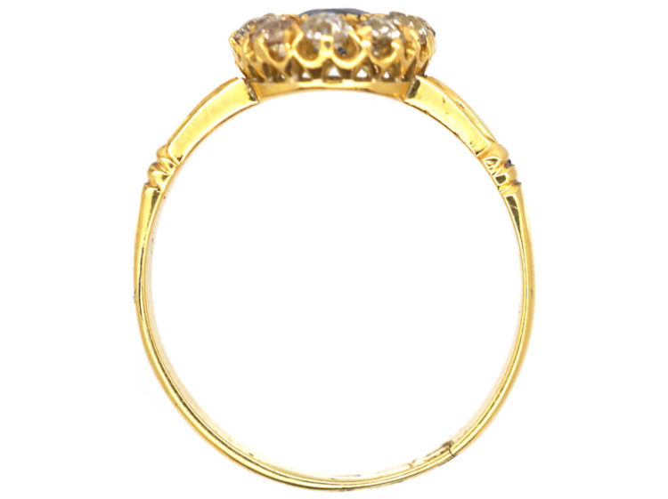 Edwardian 18ct Gold Sapphire & Diamond Oval Cluster Ring
