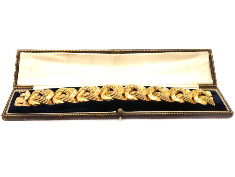 French 18ct Gold Interwoven Design Bracelet in Original Case