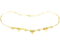 Belgian 18ct Gold Art Nouveau Necklace with Ivy Leaf Motif