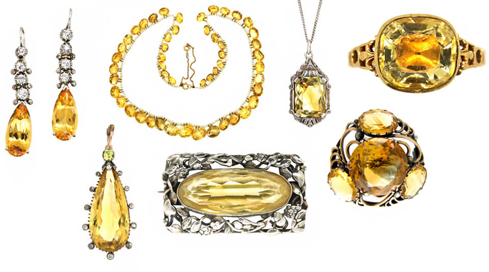 Citrine and topaz jewellery