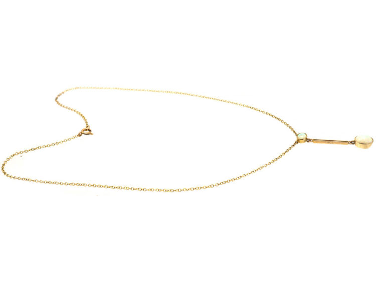 Art Deco 9ct Gold & Opal Pendant on Chain