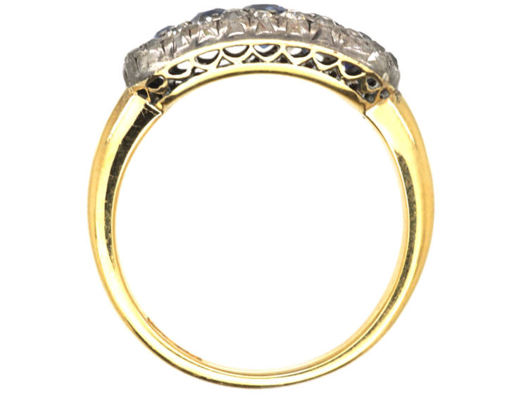 Victorian 18ct Gold Five Stone Sapphire & Diamond Ring