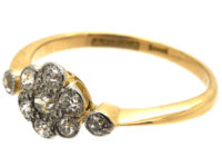 Edwardian 18ct Gold & Platinum, Diamond Cluster Ring With Diamond Set Shoulders