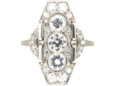 Art Deco Platinum & Diamond Geometric Ring