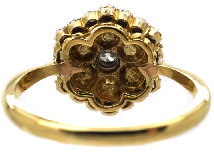Edwardian 18ct Gold Natural Pearl & Diamond Cluster Ring