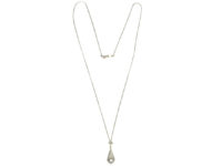 Art Deco 14ct White Gold Diamond Solitaire Pendant on 14ct White Gold Chain