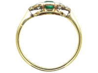 Art Deco 18ct Gold & Platinum, Emerald & Diamond Ring