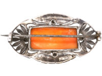 Silver & Marcasite Carved Shell Cameo Brooch by Theodor Fahrner