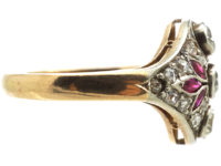 Art Deco 14ct Gold & Platinum, Ruby & Diamond Ring