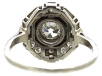 Art Deco Platinum, Diamond & Vulcanite Ring