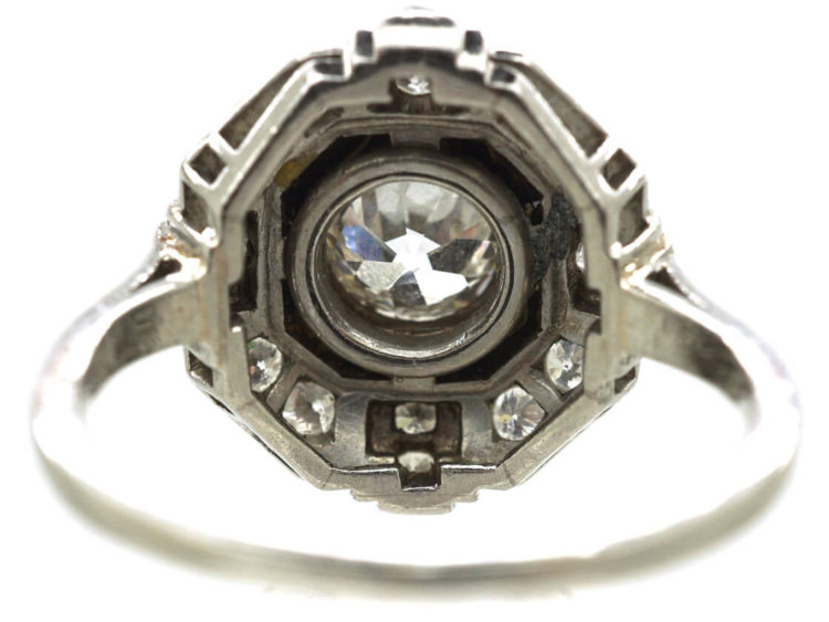 Art Deco Platinum, Diamond & Vulcanite Ring
