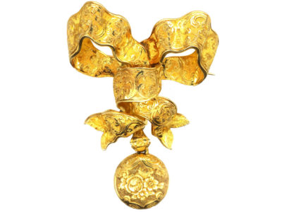Victorian 15ct Gold Bow Brooch with Locket