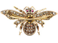 Victorian Diamond, Ruby & Sapphire Bee Brooch