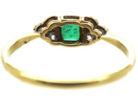 Art Deco 18ct Gold & Platinum, Emerald & Diamond Ring