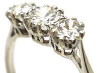 Art Deco Platinum, Three Stone Diamond Ring