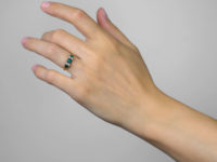 Victorian 18ct Gold, Emerald & Diamond Carved Half Hoop Ring