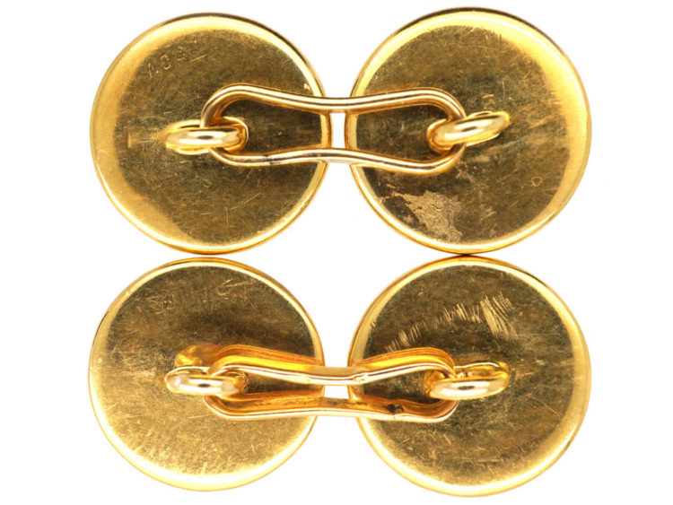French 18ct Gold Hunting Dogs, Pheasant & Duck Rock Crystal Intaglio Cufflinks